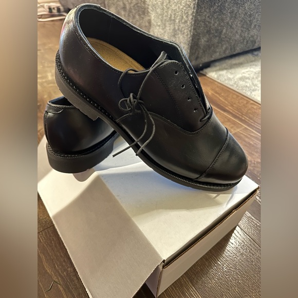 Men Black Leather Derby Shoes - Picture 3 of 6